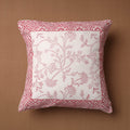 Pink Block Print Cotton Sanganeri Cushion Cover