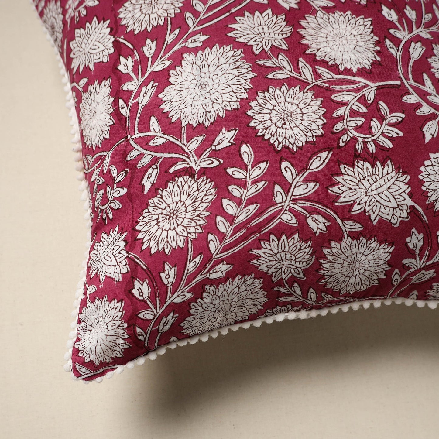 Cotton sanganeri cushion cover 27 - handcrafted