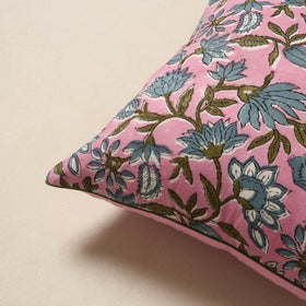 Pink - cotton sanganeri cushion cover 42 - handcrafted