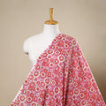 Pink Block Print Cotton Sanganeri Fabric