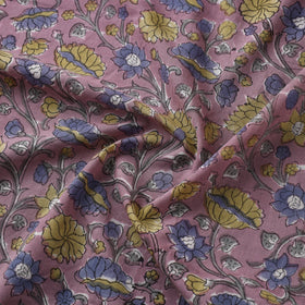 Pink Block Print Cotton Sanganeri Fabric