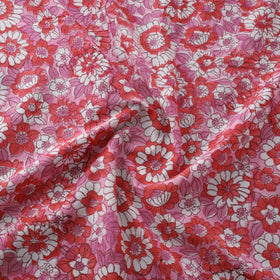 Pink Block Print Cotton Sanganeri Fabric