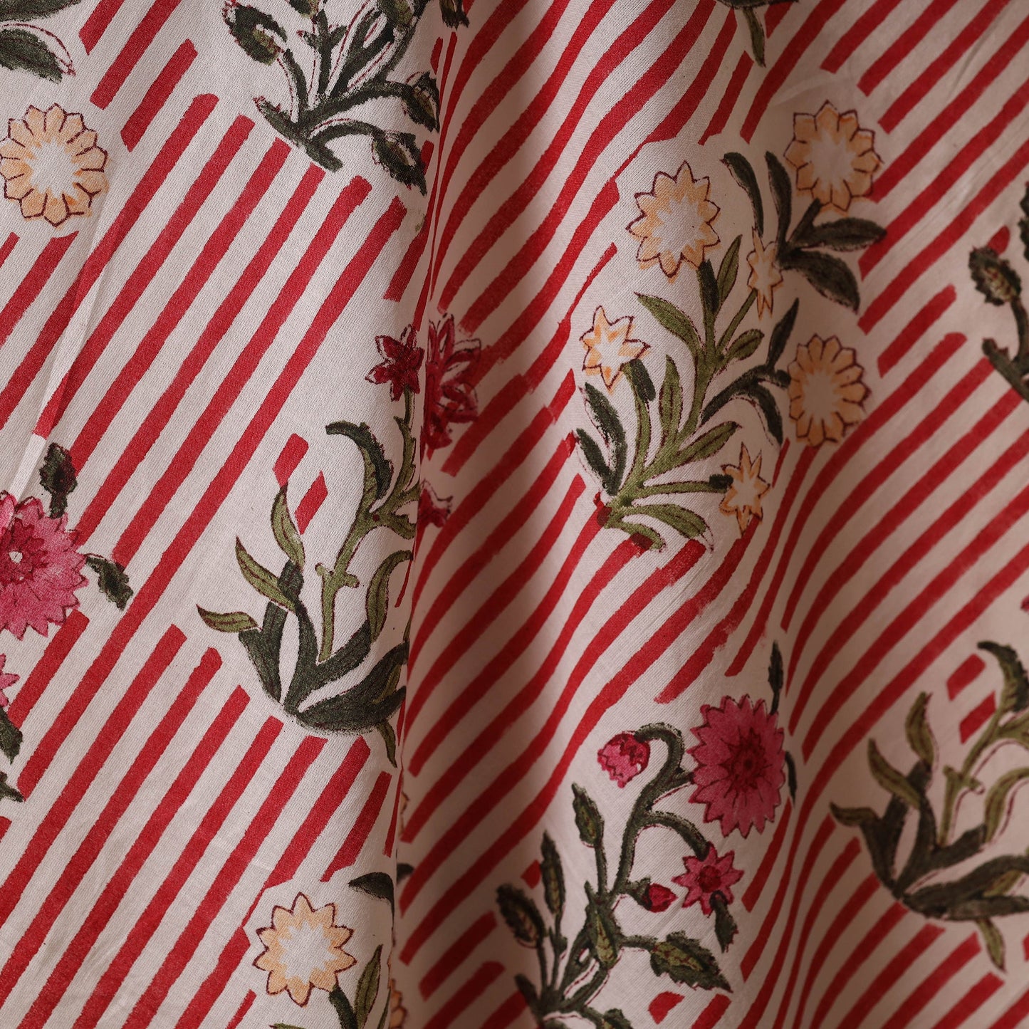 Pink - cotton sanganeri fabric 03 - handcrafted