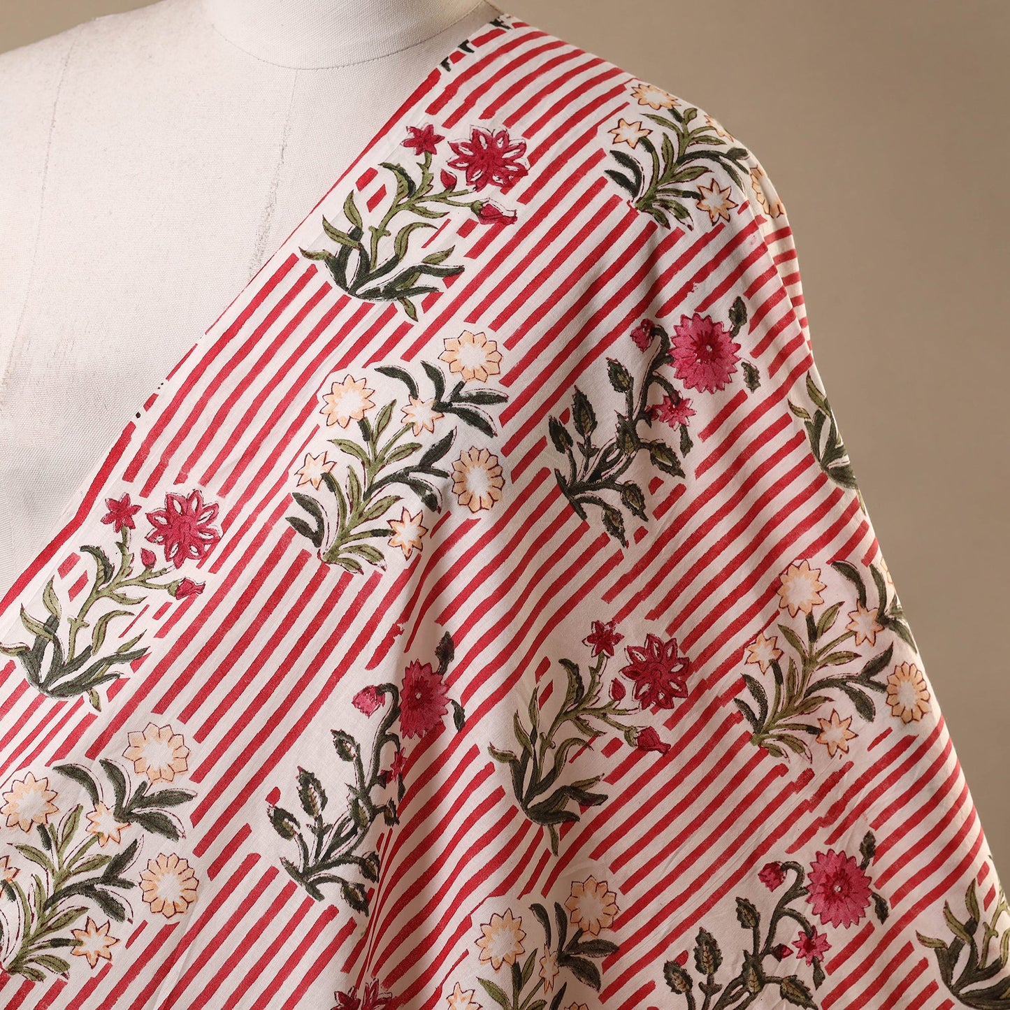 Pink - cotton sanganeri fabric 03 - handcrafted