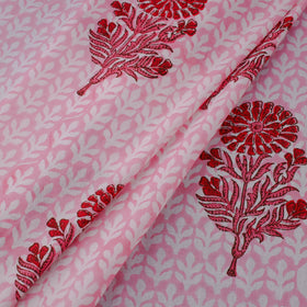Pink Block Print Cotton Sanganeri Fabric