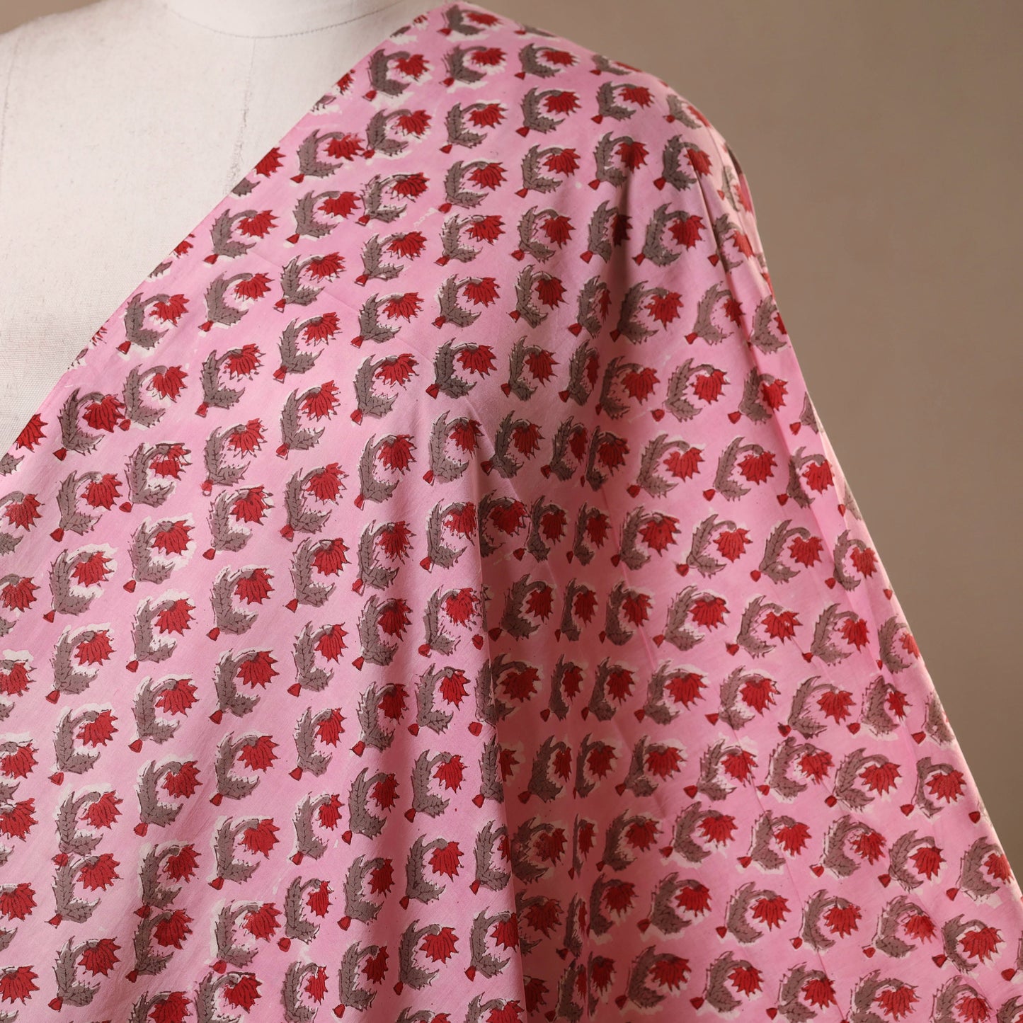 Pink - cotton sanganeri fabric 18 - handcrafted