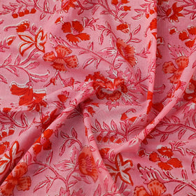  Pink Block Print Cotton Sanganeri Fabric