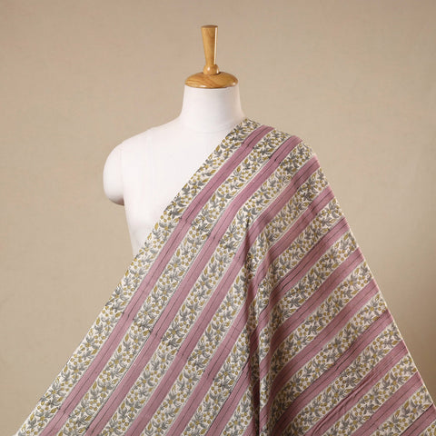 Pink Block Print Cotton Sanganeri Fabric