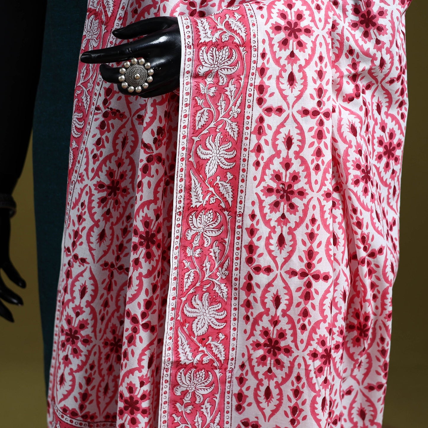 Cotton sanganeri floral dupatta 21 - handcrafted