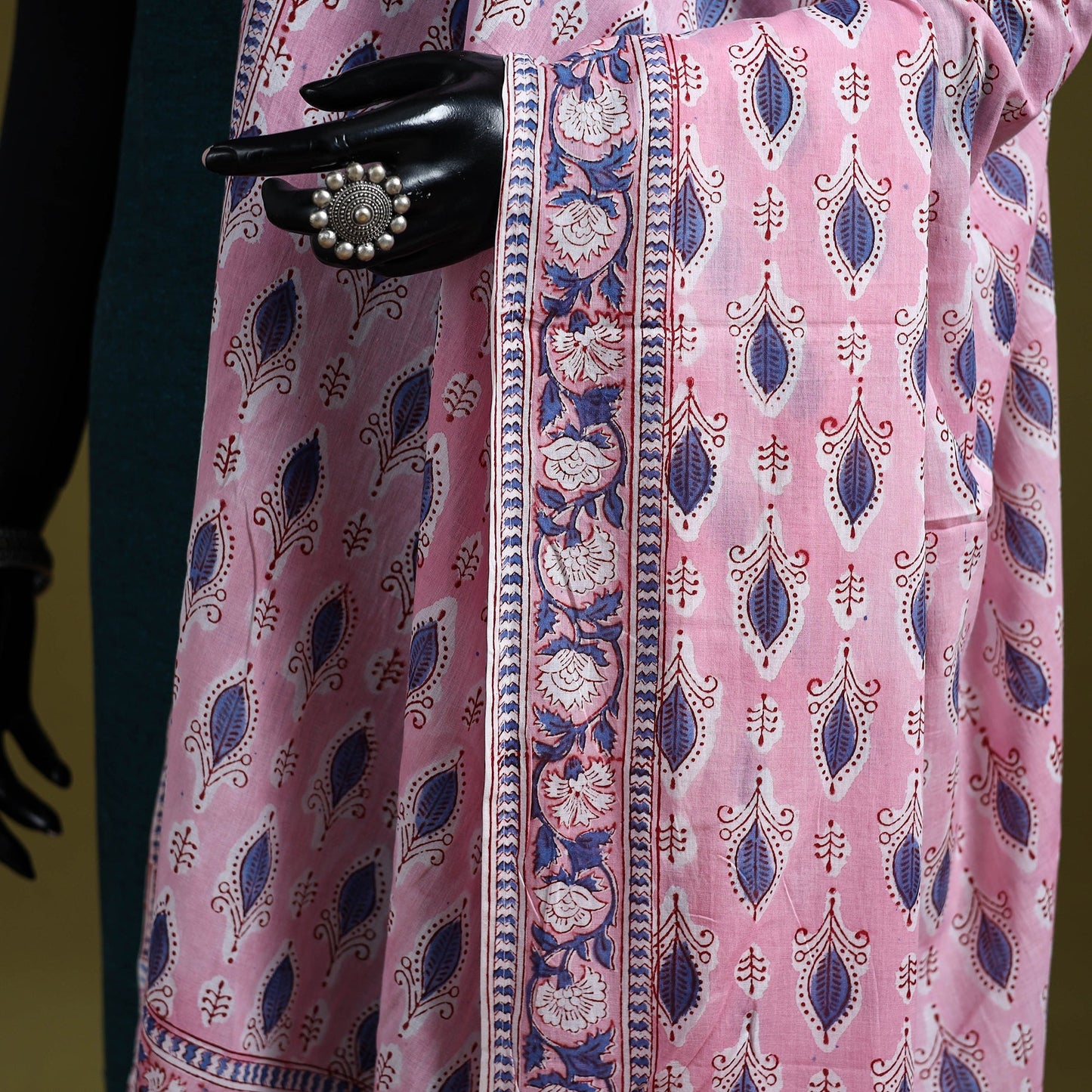 Cotton sanganeri floral dupatta 26 - handcrafted