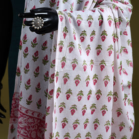 Cotton sanganeri floral dupatta 30 - handcrafted