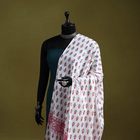 Cotton sanganeri floral dupatta 30 - handcrafted