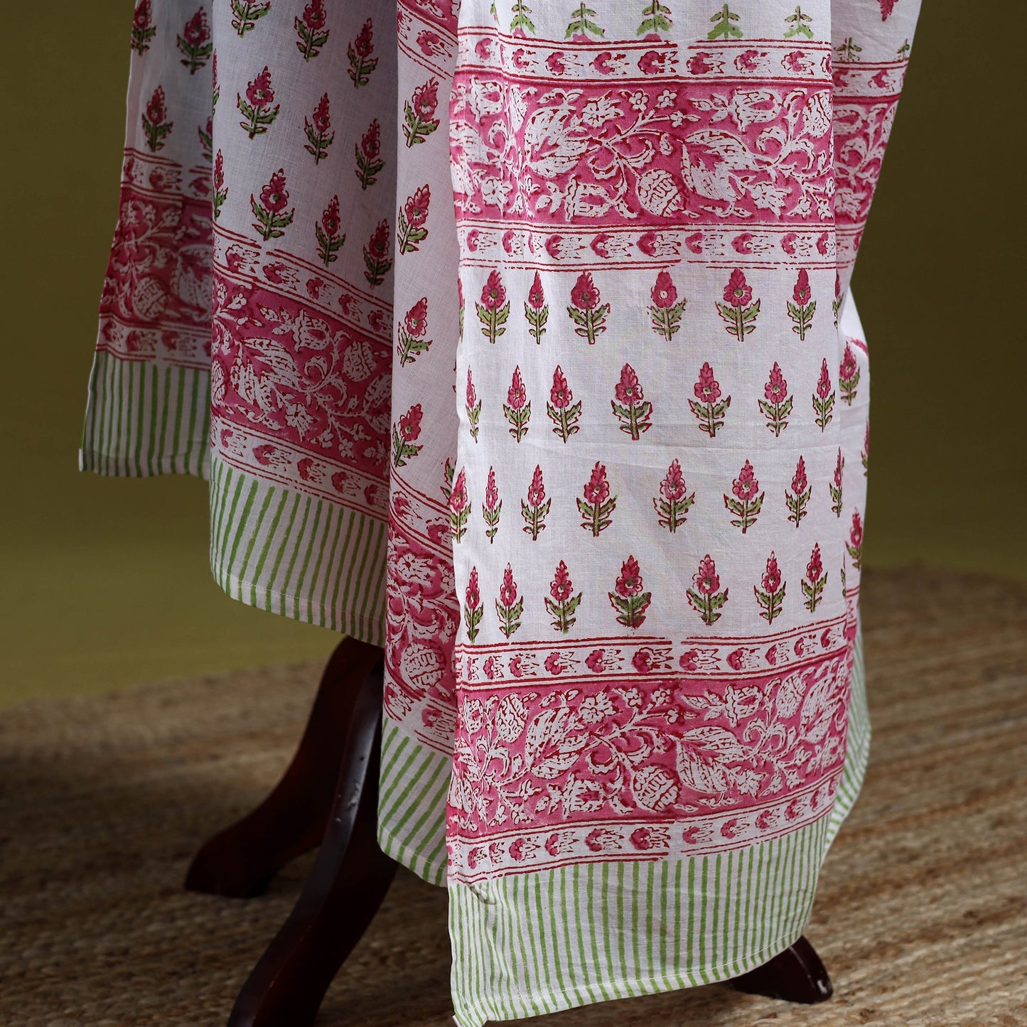 Cotton sanganeri floral dupatta 30 - handcrafted