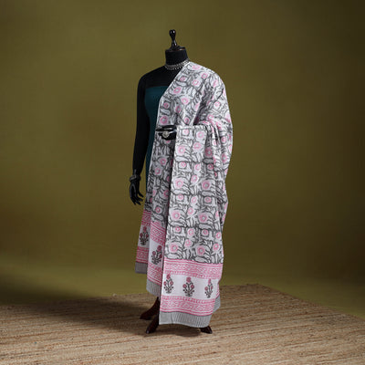 Cotton sanganeri floral dupatta 34 - handcrafted