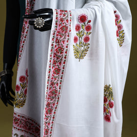 Cotton sanganeri floral dupatta 36 - handcrafted