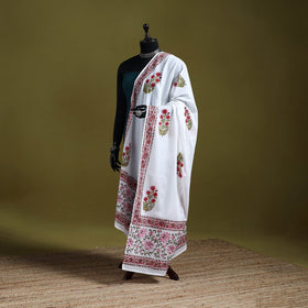 Cotton sanganeri floral dupatta 36 - handcrafted