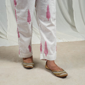 Pink Block Print Cotton Sanganeri Kurta Set