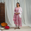 Pink Block Print Cotton Sanganeri Kurta Set