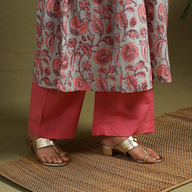Buy Pink Block Print Cotton Sanganeri Kurta Set (Set of 3)