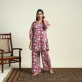 Buy Cotton  Pink Sanganeri Block Print Night Suit Set Online 