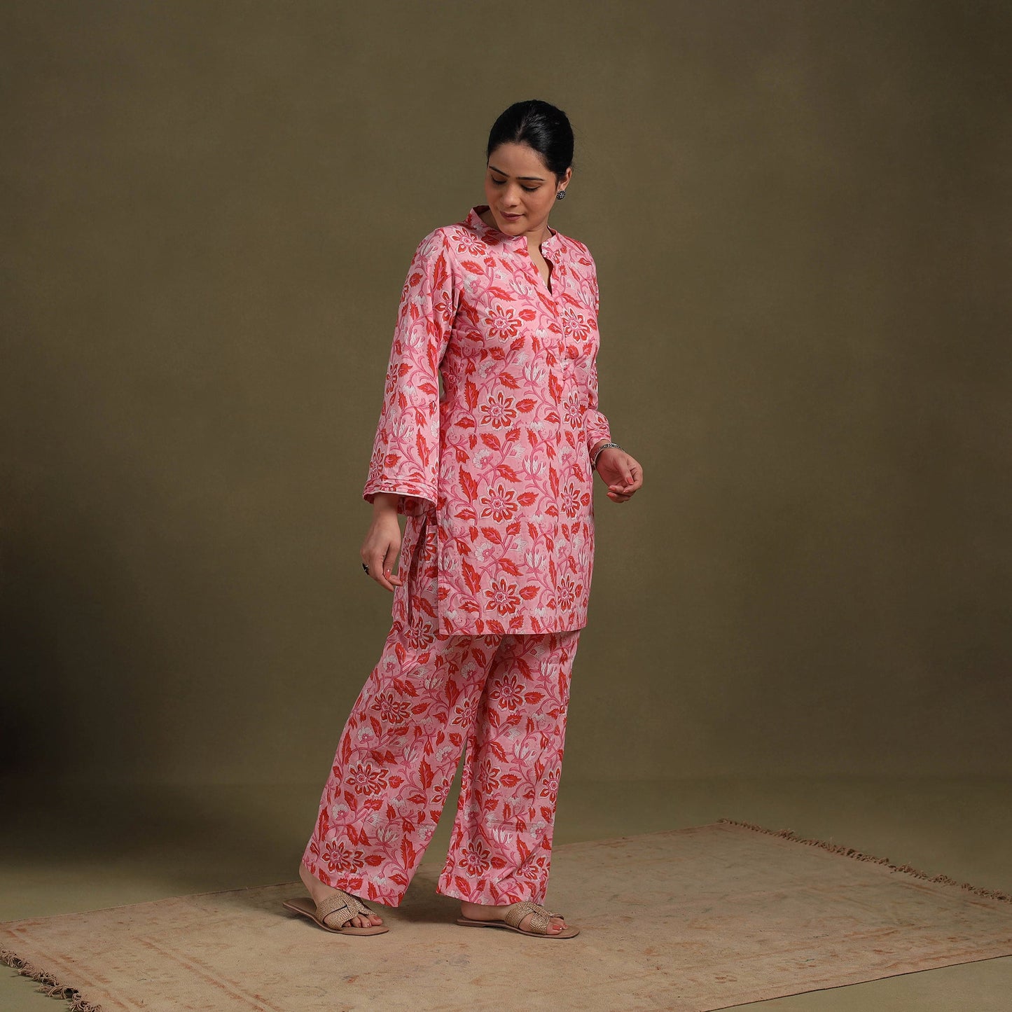Pink Cotton Sanganeri Block Print Co-Ord Set