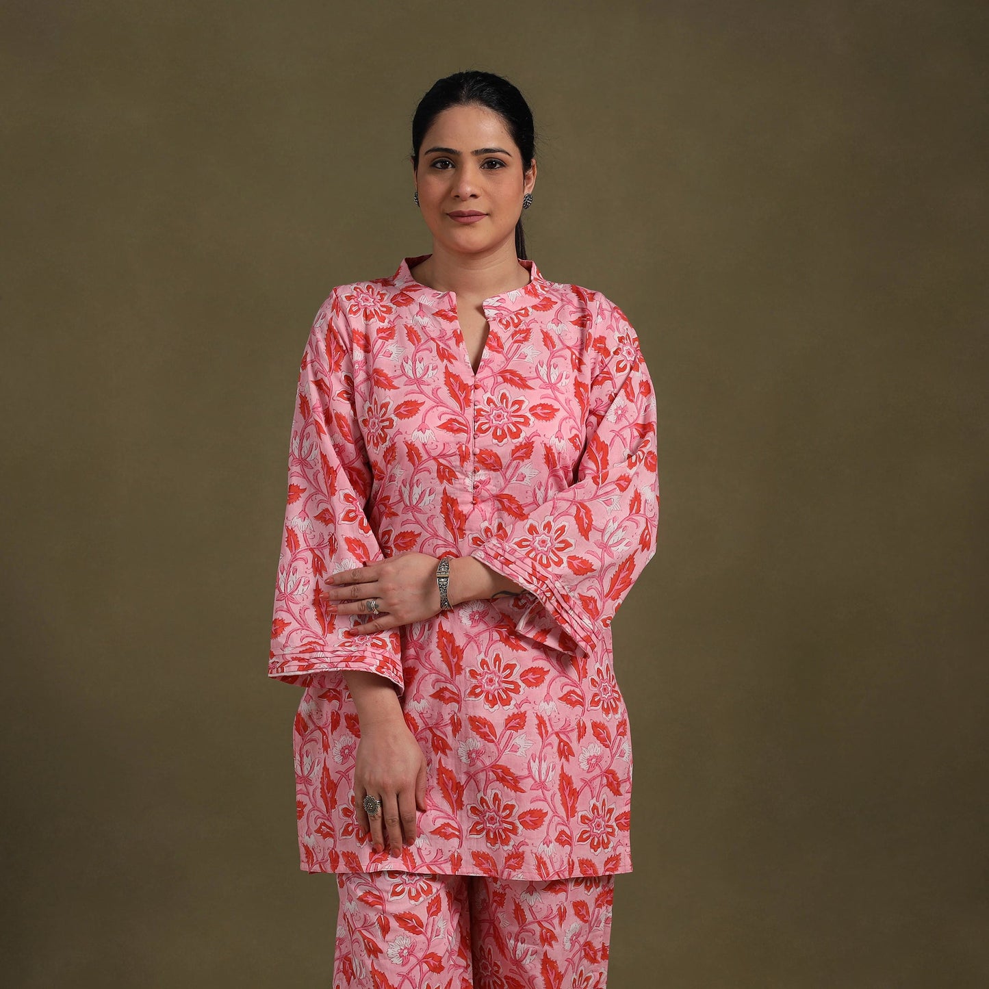 Pink Cotton Sanganeri Block Print Co-Ord Set