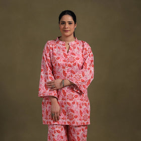 Pink Cotton Sanganeri Block Print Co-Ord Set