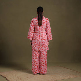 Pink Cotton Sanganeri Block Print Co-Ord Set