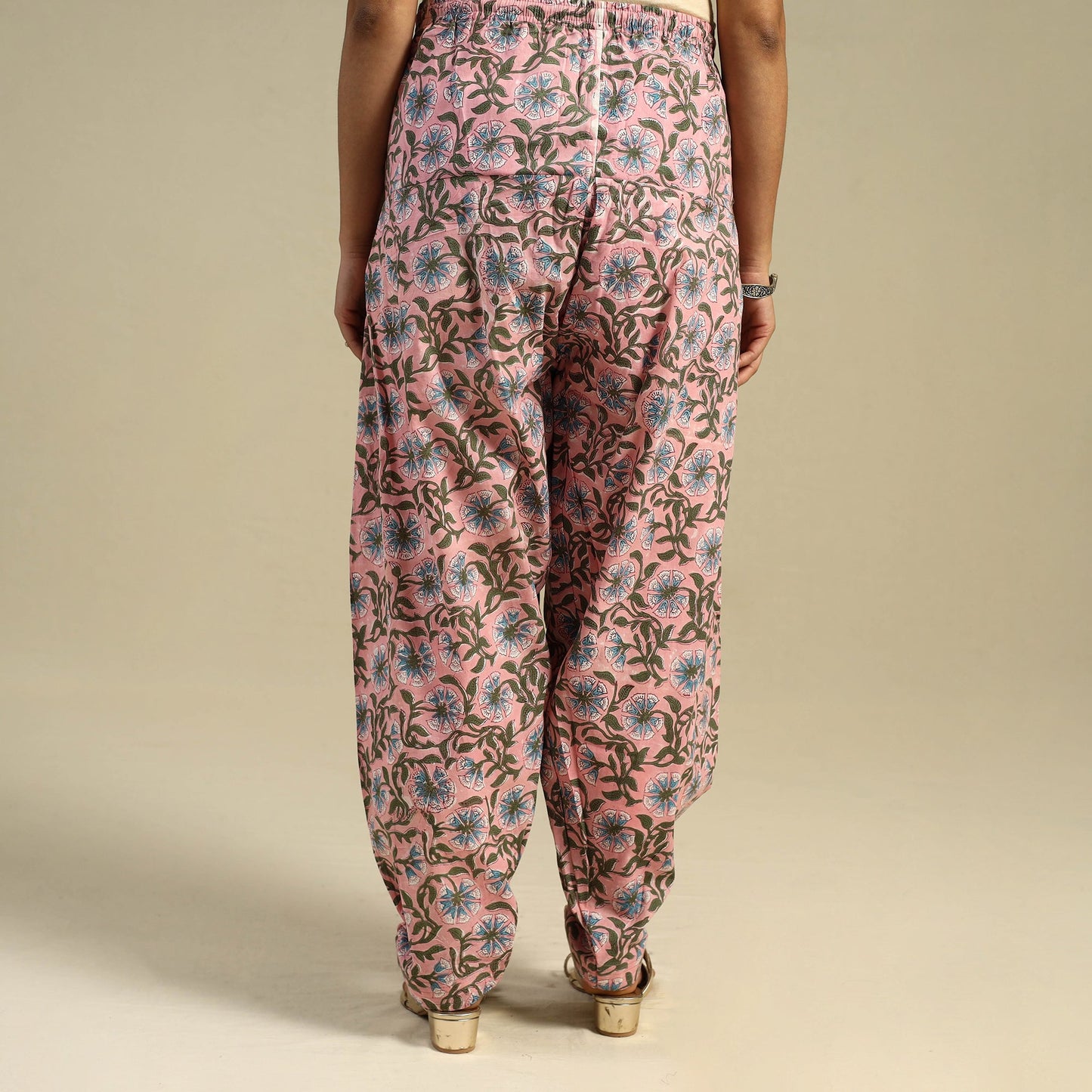 Pink Block Print Cotton Sanganeri Salwar