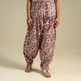 Pink Block Print Cotton Sanganeri Salwar