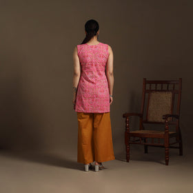 Pink - cotton short sanganeri kurta 10 - handcrafted