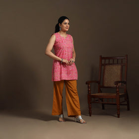 Pink - cotton short sanganeri kurta 10 - handcrafted