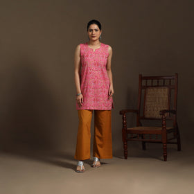 Pink - cotton short sanganeri kurta 10 - handcrafted
