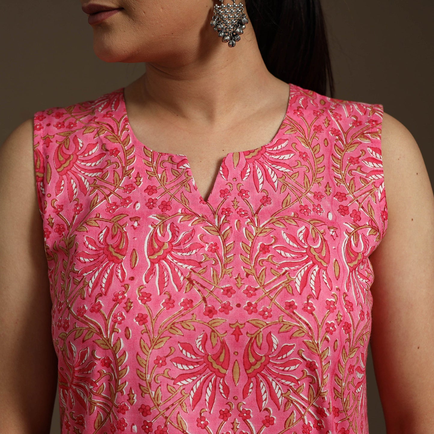 Pink - cotton short sanganeri kurta 10 - handcrafted