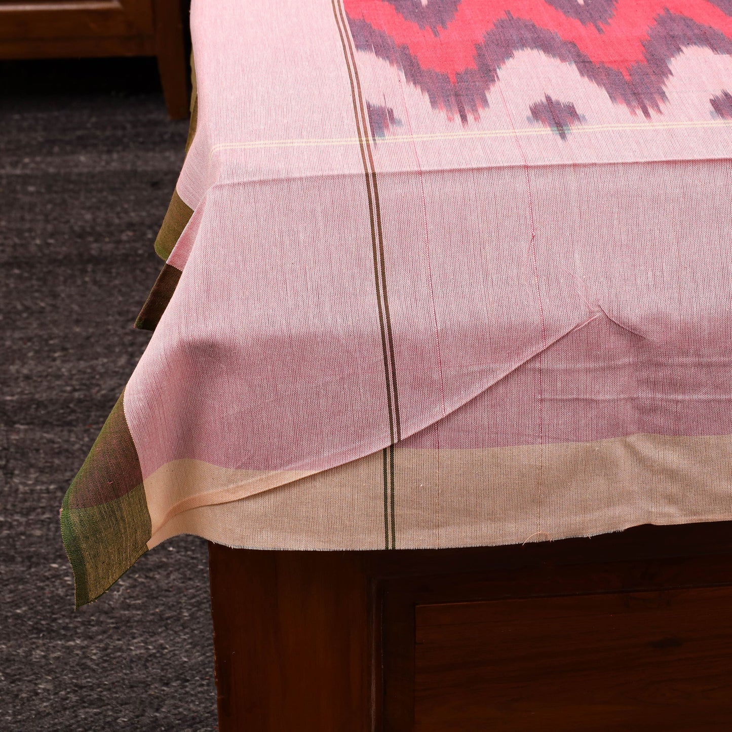 Pink - cotton single pochampally ikat bedsheet 34