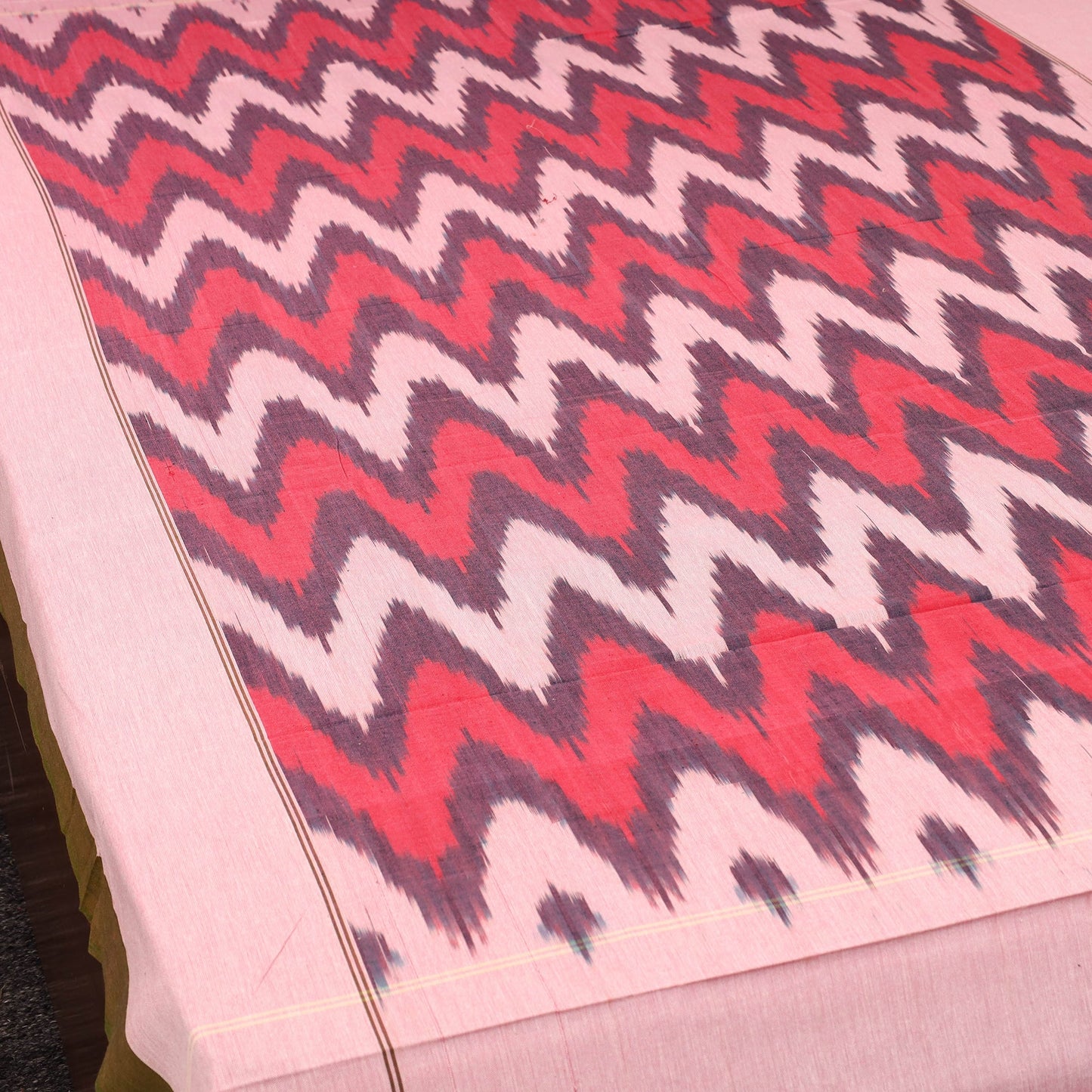 Pink - cotton single pochampally ikat bedsheet 34