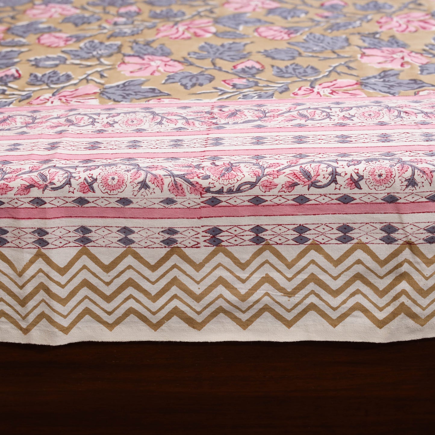 Pink - cotton single sanganeri bed sheet (90 x 60 in) 42
