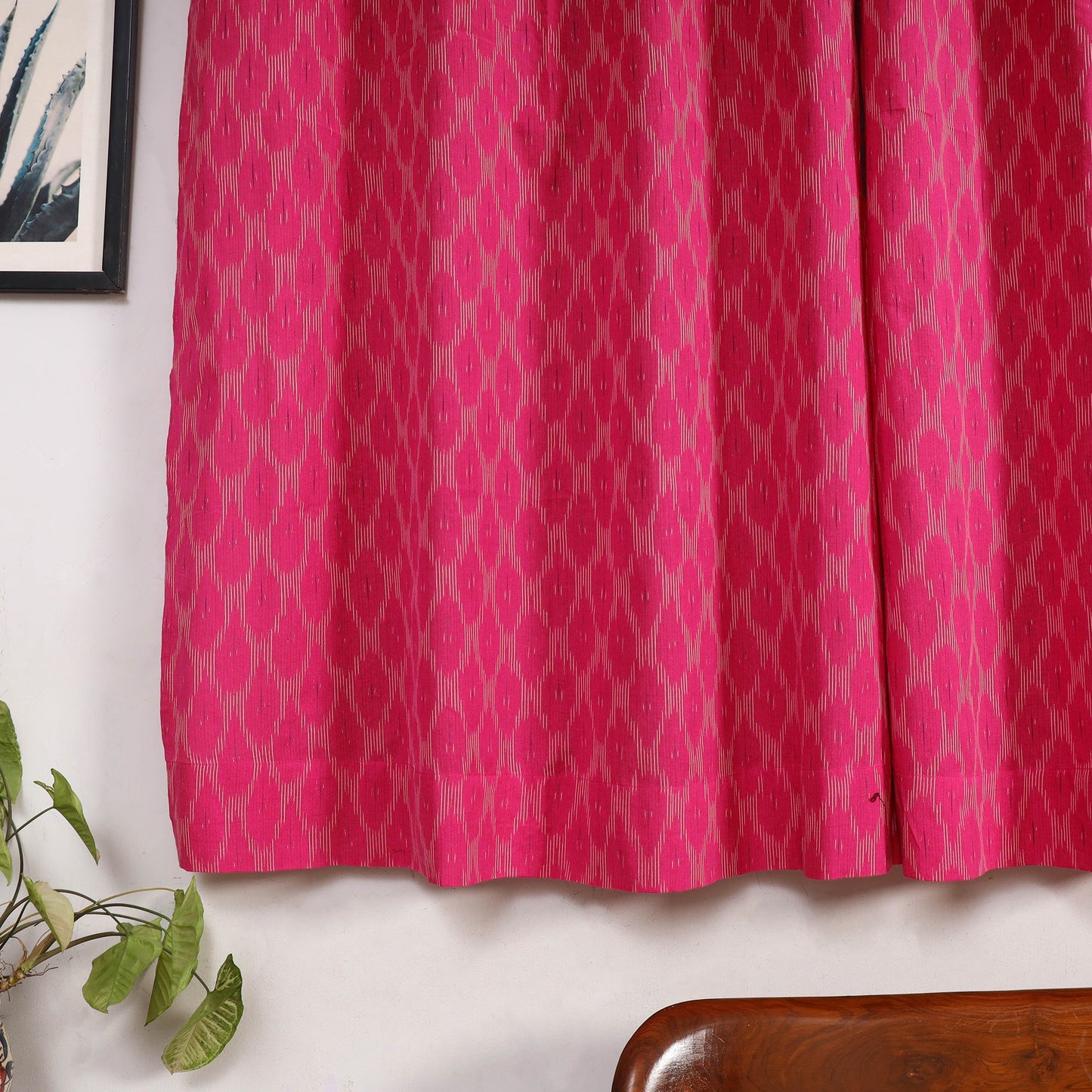 Pink - cotton window pochampally ikat curtain (5 x 3 feet)