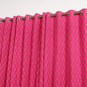 Pink - cotton window pochampally ikat curtain (5 x 3 feet)