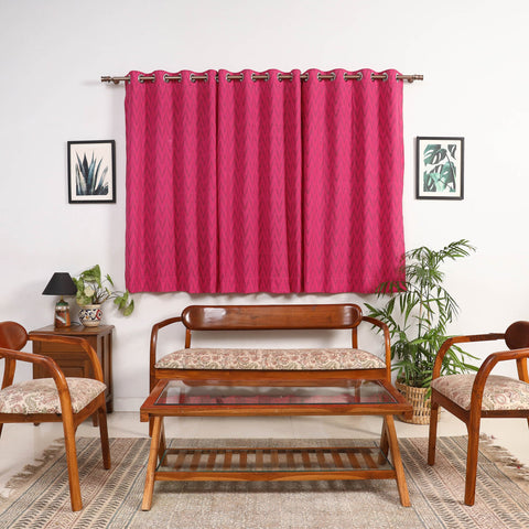 Pink - cotton window pochampally ikat curtain (5 x 3 feet)