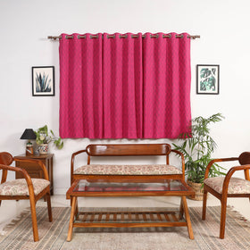 Pink - cotton window pochampally ikat curtain (5 x 3 feet)