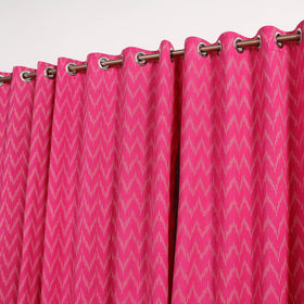Pink - cotton window pochampally ikat curtain (5 x 3 feet)