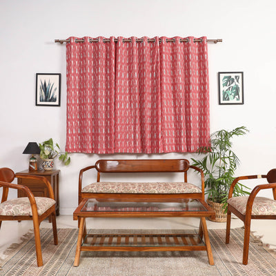 Pink - cotton window pochampally ikat curtain (5 x 3 feet)