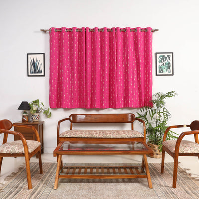 Pink - cotton window pochampally ikat curtain (5 x 3 feet)