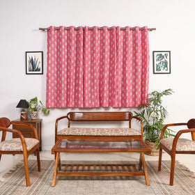 Pink - cotton window pochampally ikat curtain (5 x 3 feet)