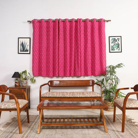 Pink - cotton window pochampally ikat curtain (5 x 3 feet)