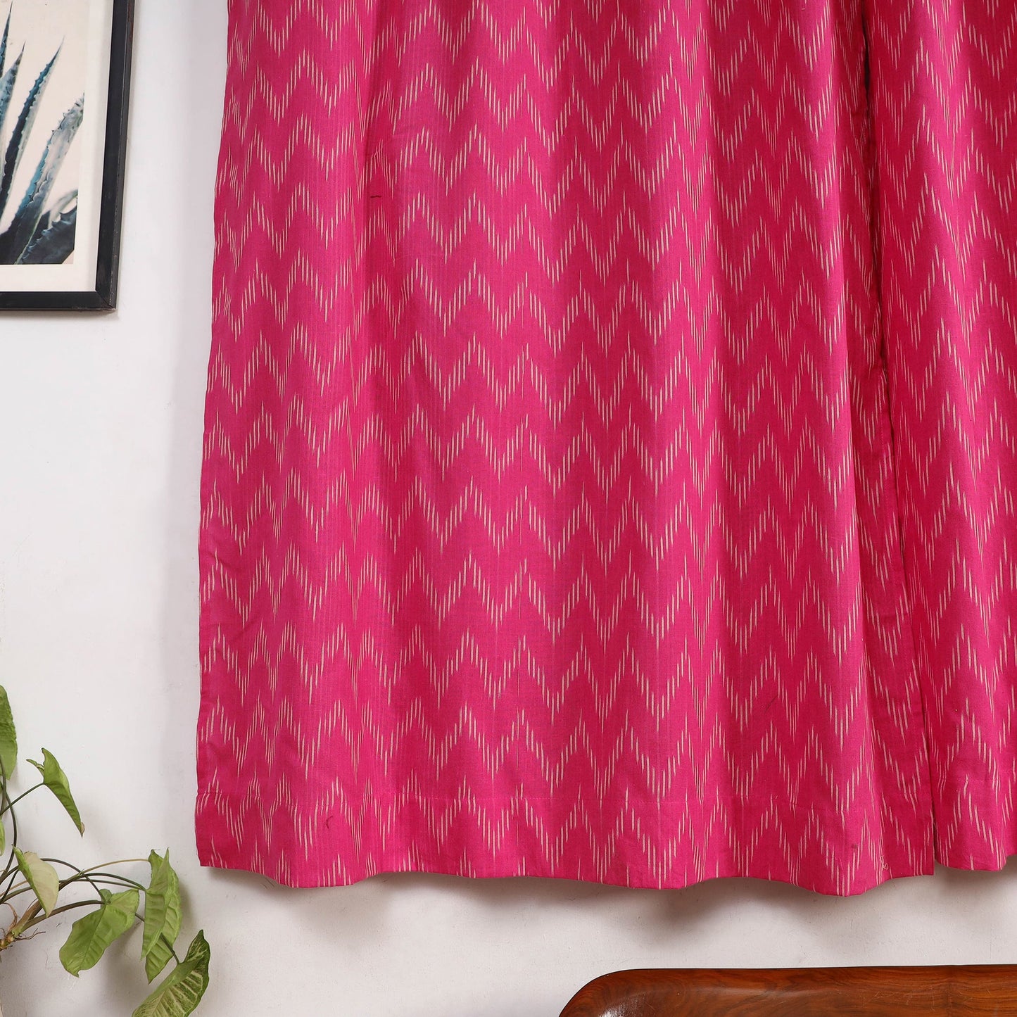 Pink - cotton window pochampally ikat curtain (5 x 3 feet)