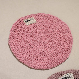  Crochet Work Upcycled Cotton Round Placemat 