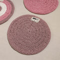  Crochet Work Upcycled Cotton Round Placemat 