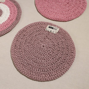  Crochet Work Upcycled Cotton Round Placemat 